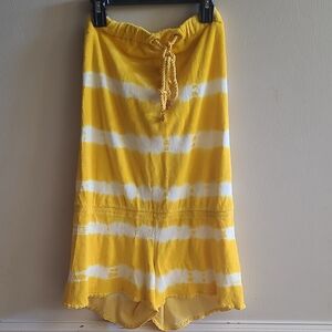 Vintage Juicy Couture Women's Yellow and White Playsuit-Romper Sz S